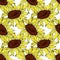 Vector Sunflower floral botanical flower. Yellow and brown engraved ink art. Seamless background pattern.