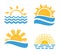 Vector sunset or sunrise icons