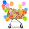 Vector Supermarket Trolley with Gifts