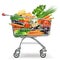 Vector Supermarket Trolley with Vegetables