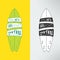 Vector surfboard in cartoon graffiti design