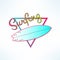 Vector surfboard label logo or surfing shop banner