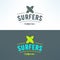 Vector surfing logo with surfboards. Surfing shop