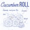 Vector sushi sketch, Cucumber roll