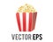 Vector sweet butter pop corn junk food icon with red, white classic paper cup box