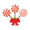Vector sweet lollipops with red ribbon and holly