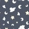 Vector sweet night sky seamless pattern background