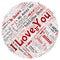 Vector sweet romantic I love you multilingual message word cloud