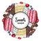 Vector sweets shop logo with cupcake biscuits