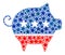 Vector Swine Mosaic of Stars in American Democratic Colors