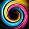 Vector swirl background of primary colors printing process: CMYK