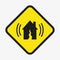 Vector symbol of earthquake. Warning yellow sign.