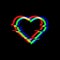 Vector symbol of heart in glitch style. Icon of love isolated on black background. Modern digital pixel distorted design