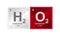 Vector symbol of hydrogen peroxide H2O2 compound consisting from hydrogen and oxygen atoms and molecules