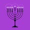 Vector symbol of Menorah for Hanukkah isolated on purple.