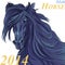 Vector symbol of the new year blue horse