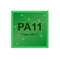 Vector symbol of polyamide 11 â€“ PA11 polymer on the background from connected macromolecules