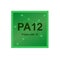 Vector symbol of Polyamide 12 PA12 polymer on the background from connected macromolecules