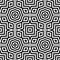 Vector symmetrical geometrical seamless pattern. Abstract black white background. Optical illusion. Kaleidoscope