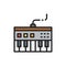 Vector synthesizer, synth flat color line icon.