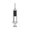 Vector syringe icon for injection. Vaccine Injector with needle