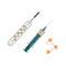 Vector Syringe pills blister, thermometer isolated