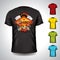 Vector t-shirt set on a casino holiday theme with gambling elements