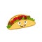 Vector Taco with Funny Licking Lips Face, Colorful Illustration isolated.
