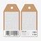 Vector tags design on both sides, cardboard sale labels with barcode