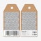 Vector tags design on both sides, cardboard sale labels with barcode. Recurring cubes. Geometric pattern. Simple