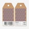 Vector tags design on both sides, cardboard sale labels with barcode. Recurring cubes. Geometric pattern. Simple