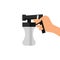 Vector tanning spray machine illustration with hand