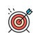 Vector target, goal flat color line icon.