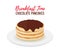 Vector tasty pancakes with chocolate on white plate
