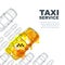 Vector taxi service banner, flyer, poster design template. Call taxi concept. Taxi yellow watercolor painted cab.