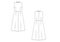 Vector technical sketch of sleeveless dress. Fashion template