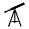 Vector Telescope Icon. Silhouette of telescope. Black fill icon. Vector illustration for your design.