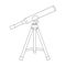 Vector Telescope Icon. Silhouette of telescope. Outline icon. Vector illustration for your design.