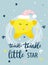 Vector template night cards with Little star and phrases with le