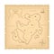 Vector Template of Pirate old Treasure Map. Illustration of Vintage Paper Stylized Manuscript