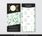 Vector template restaurant menu with gold cutlery and pattern green peony leaves