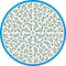 Vector template for round stained glass Edelweiss and forget-me-nots.