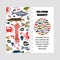 Vector template seafood set with crab, fish, mussel and shrimp isolated on white background. Cover design for restaurant