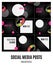 Vector template for social media . Geometical shapes circle, triangles and rings of memphis style. Endless puzzles for posts. Dark