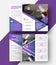 vector template of a three-fold brochure with a place for a photo, and triangular purple elements.