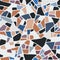 Vector terrazzo flooring seamless pattern. Marble mosaic made in colored polished pebble.