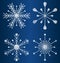 Vector textured snowflakes