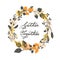 Vector thanksgiving cards template with handwriting gather together and leaf wreath. design for gift cards, print, backgro