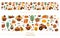 Vector Thanksgiving seamless pattern brush. Autumn repeat horizontal border background with native American turkey, animals,
