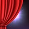 Vector theatrical red curtain with spotlight